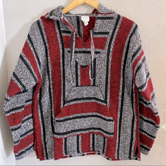 Sweaters - Baja Hoodie, Mexican Pullover sweater, Medium